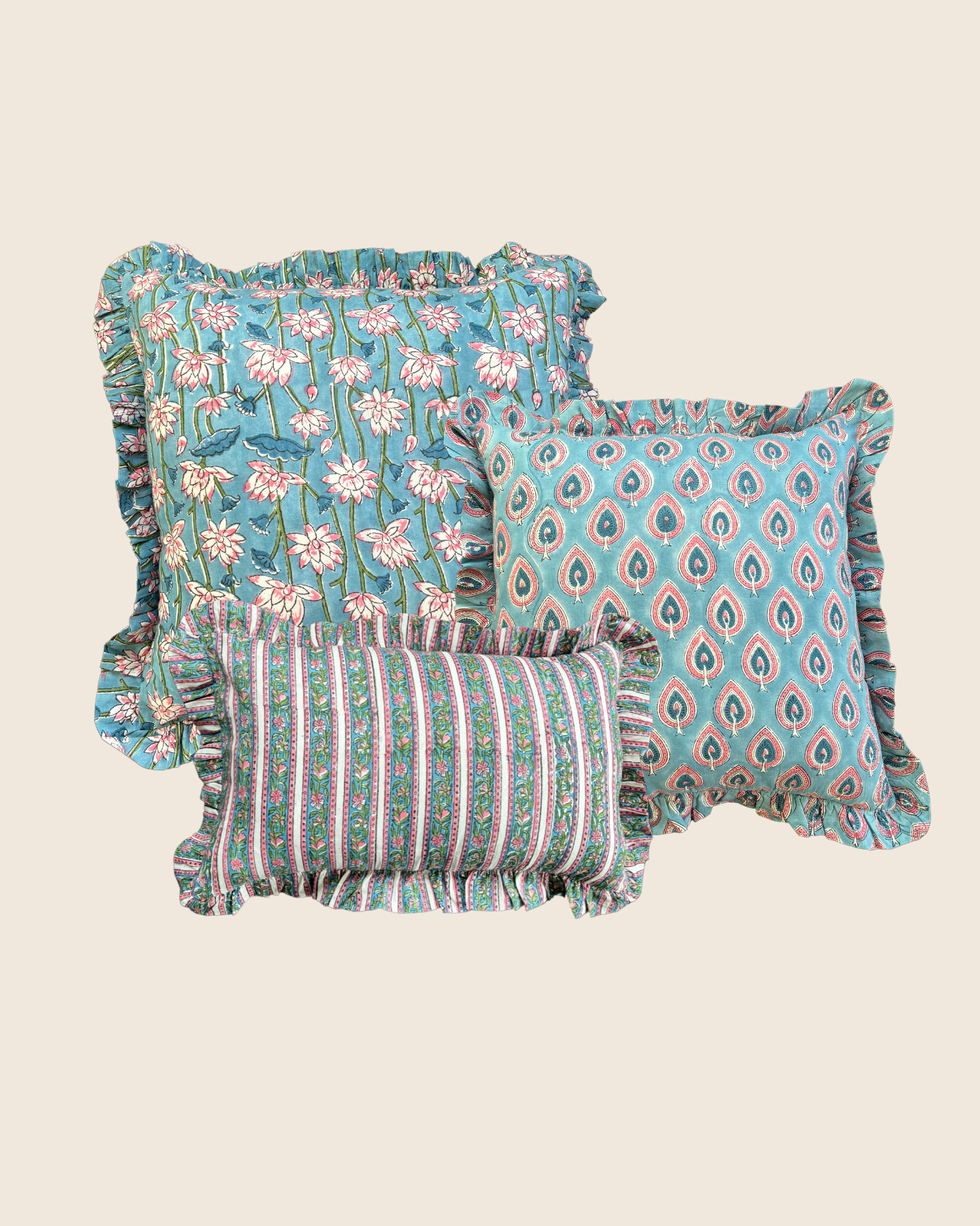 Azure Blossom Square CUSHION