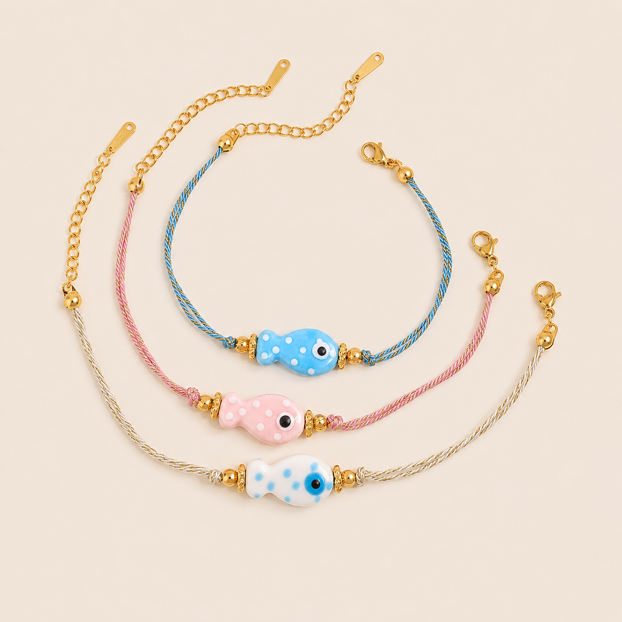 Amalfi Bracelet Gold with Blue, Pink & White Accents – Stainless Steel by Folie à Trois