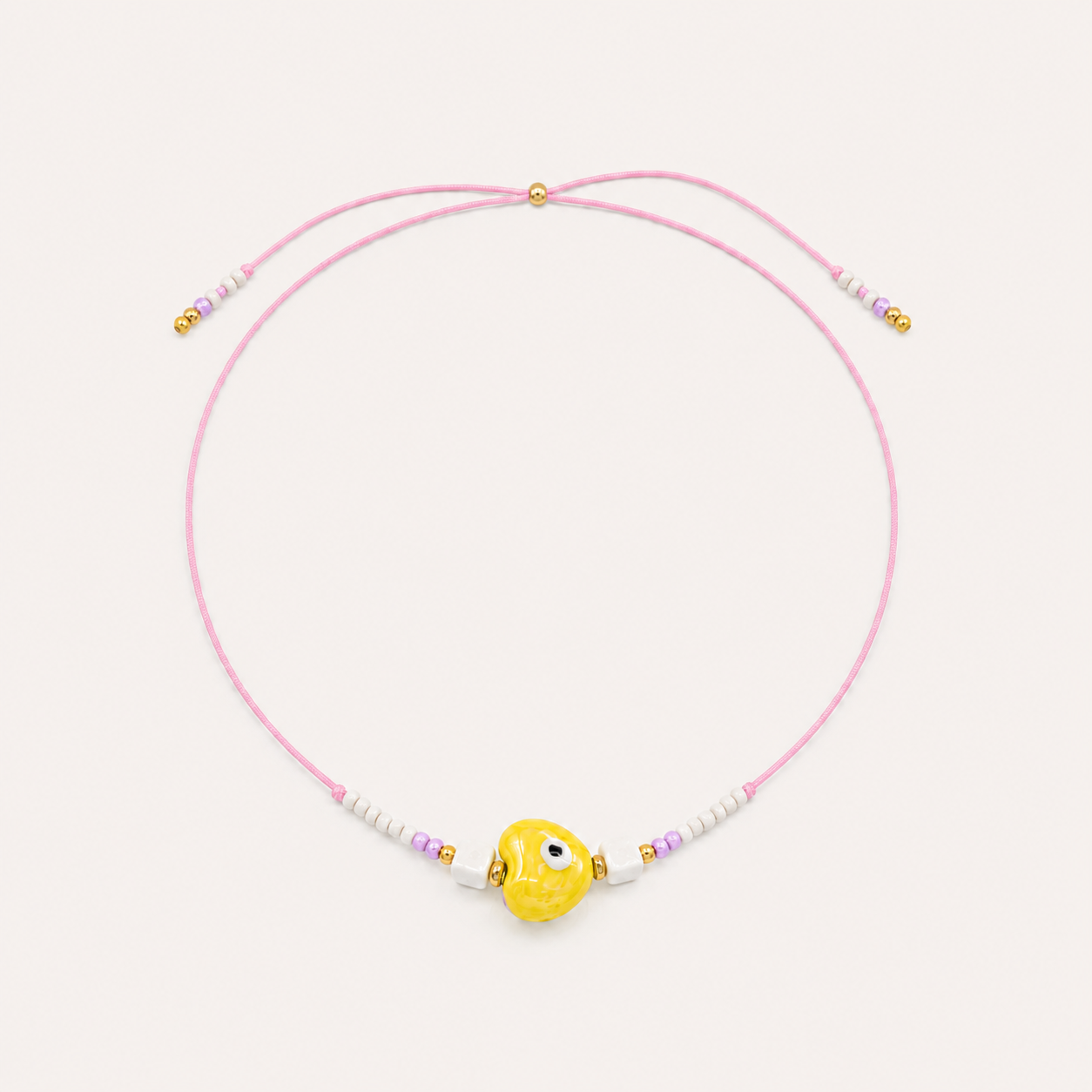 Heart Eye Necklace – Red Ceramic Bead, by Folie à Trois