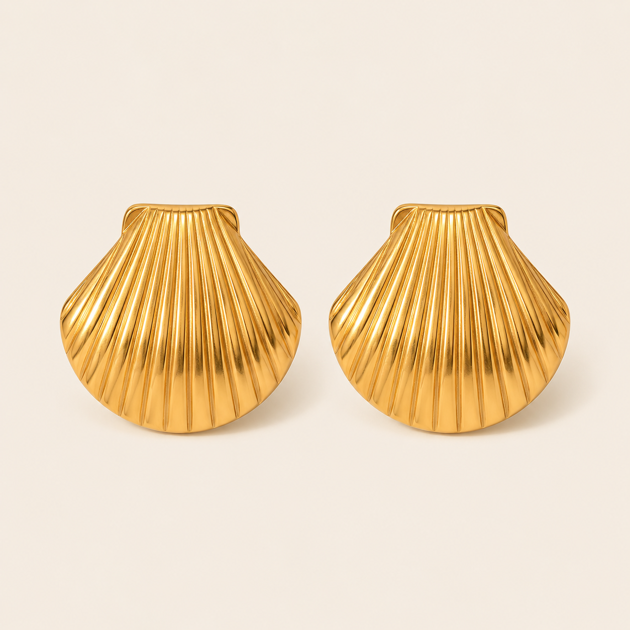 Midday Sun Earrings Gold Studs – Stainless Steel by Folie à Trois