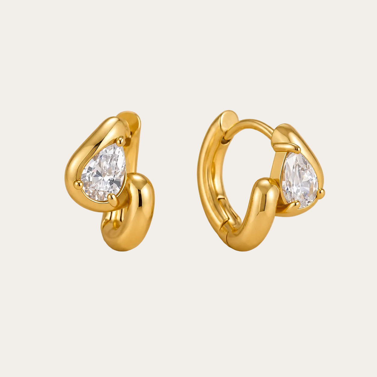 Sombra Earrings Gold & White Hoops – Stainless Steel by Folie à Trois