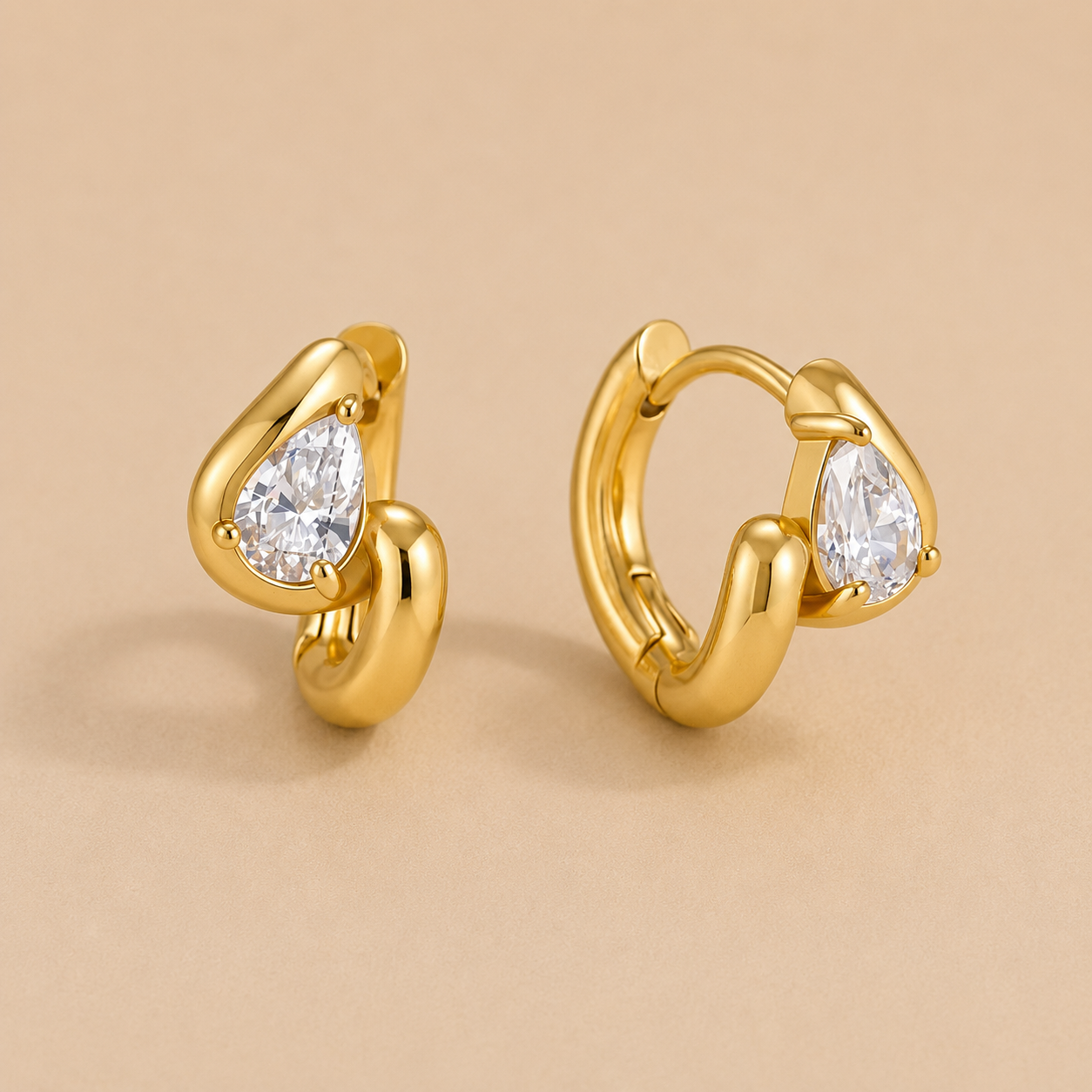 Sombra Earrings Gold & White Hoops – Stainless Steel by Folie à Trois