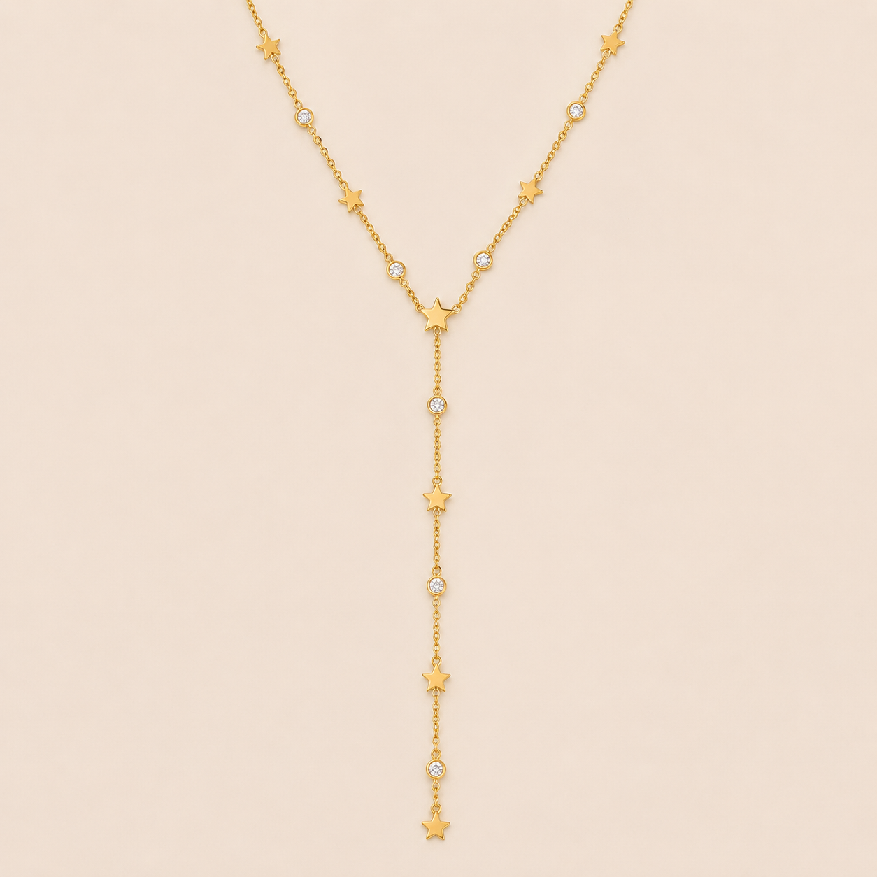 Vagabonde Y Necklace – Gold & White Stainless Steel by Folie à Trois