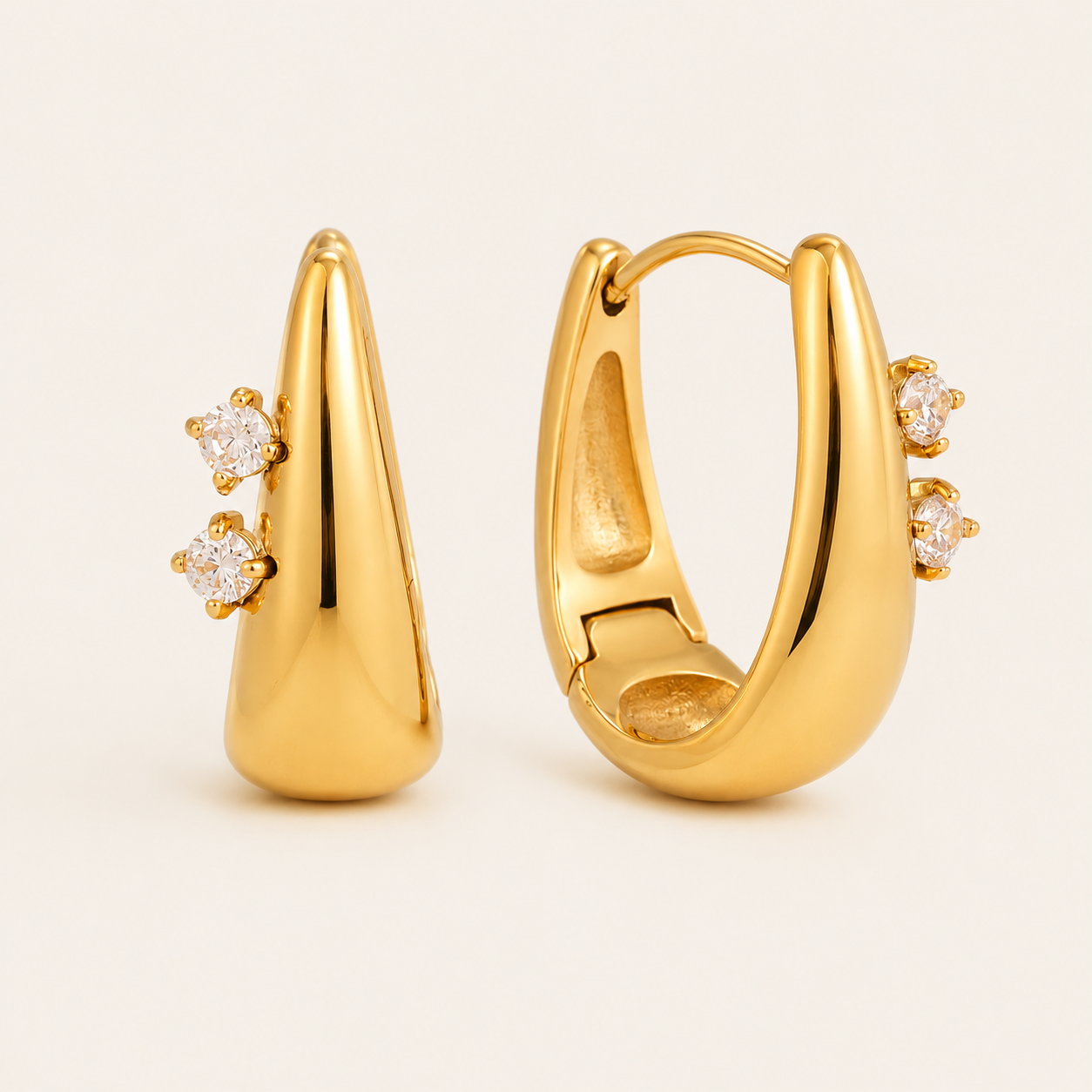 Avaline Earrings – Gold White Stainless Steel by Folie à Trois