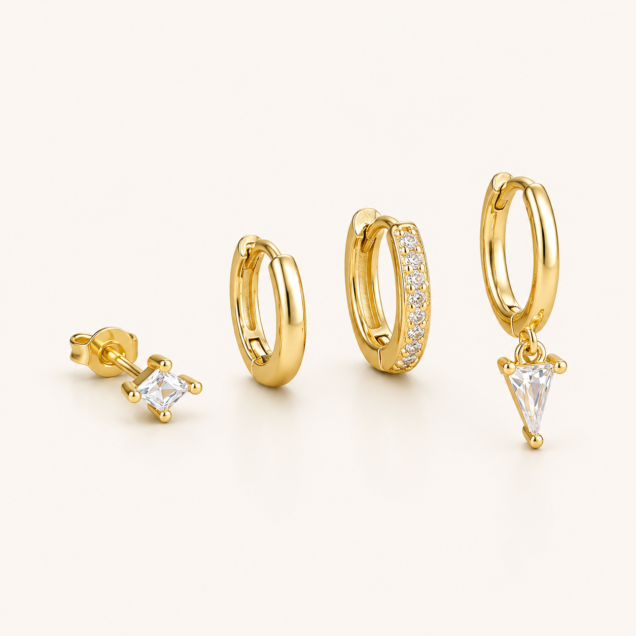 Lexi Set – Gold White Earring Set, by Folie à Trois