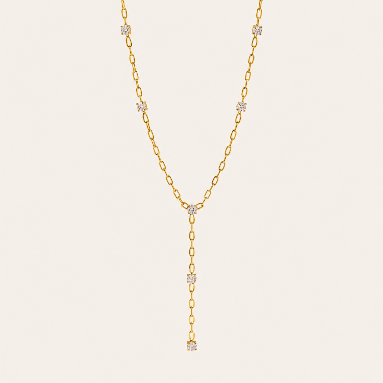 Soleil Y Necklace – Gold Lariat Stainless Steel by Folie à Trois