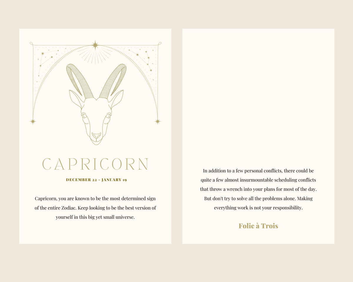 A Capricorn-themed card for Zodiac Stud Earrings features a goat illustration with a horoscope message.