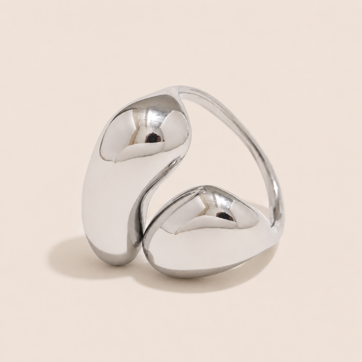 Folie à Trois Côte d’Été Ring – Silver Adjustable Ring, Tarnish-Free Stainless Steel