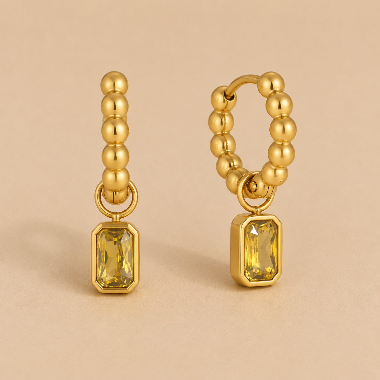 Costa Earrings Gold Khaki Hoops – Stainless Steel by Folie à Trois