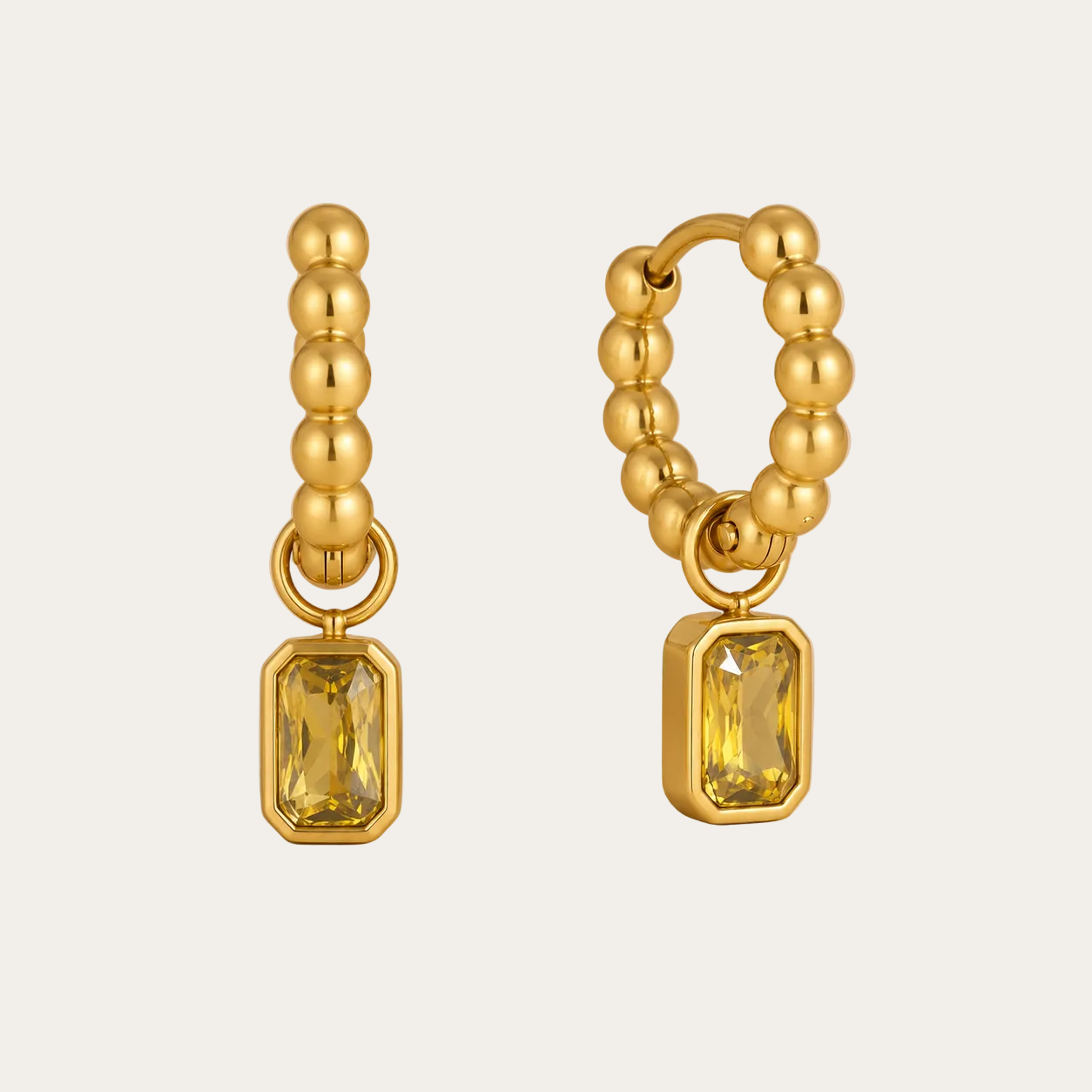 Costa Earrings Gold Khaki Hoops – Stainless Steel by Folie à Trois