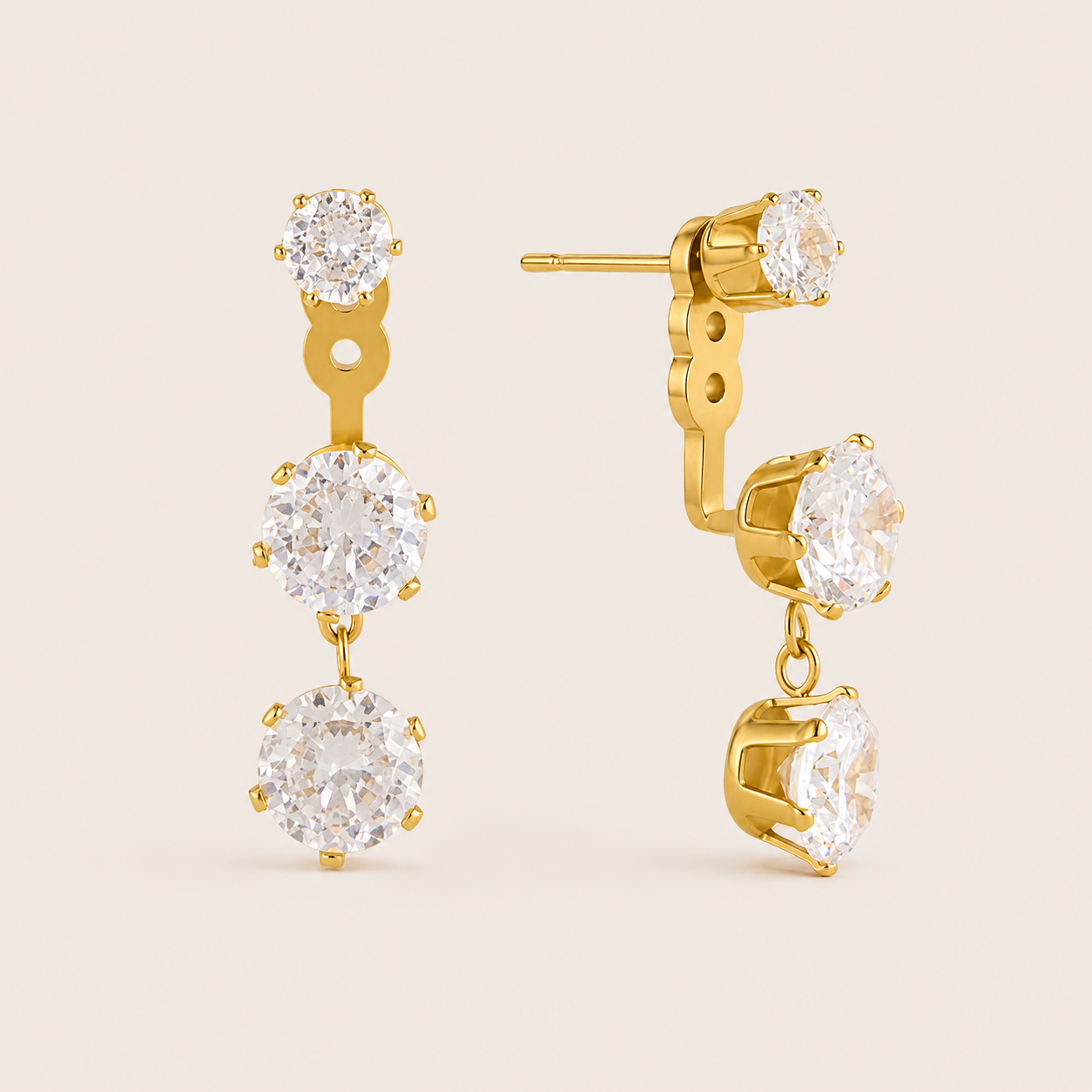 Vega Earrings – Gold White Stainless Steel by Folie à Trois