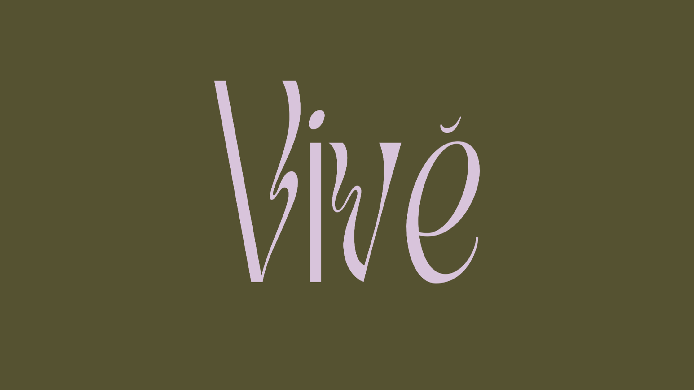 The word "Vivé" written in cursive script on an olive green background.