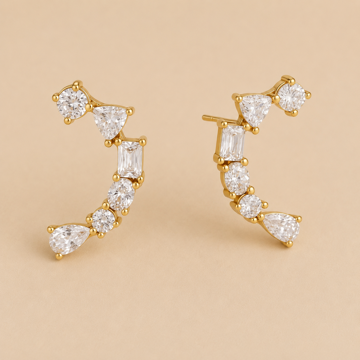 Onda Stud Earrings – Gold Stainless Steel by Folie à Trois