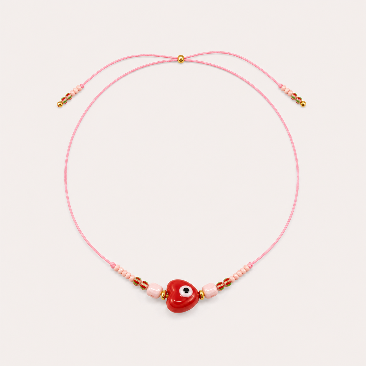 Heart Eye Necklace Styled – Folie à Trois Ceramic Bead Necklace
