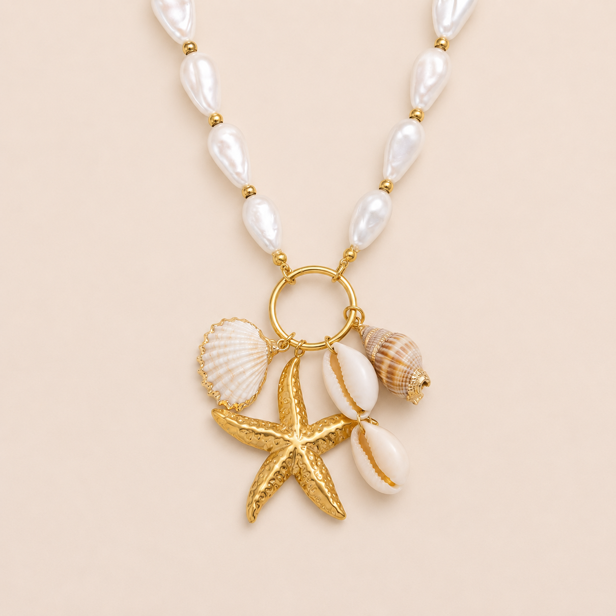 Horizon Necklace Gold & White – Stainless Steel by Folie à Trois