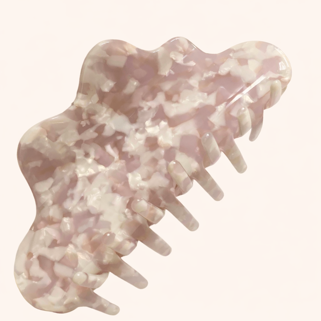 Pink and white marbled acetate cloud-shaped claw clip from the Cloudy Day HAIR CLIP collection.