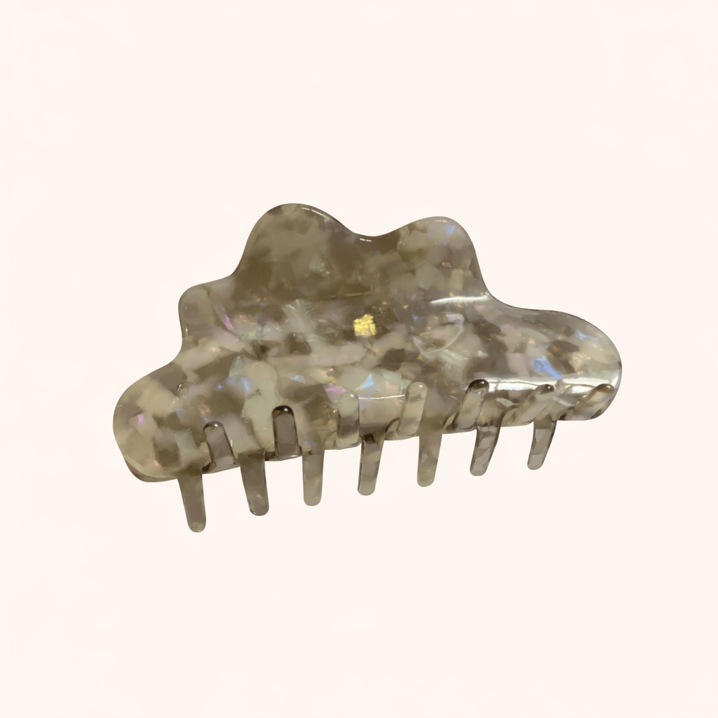 Brown and grey marbled acetate cloud-shaped claw clip from the Cloudy Day HAIR CLIP collection.