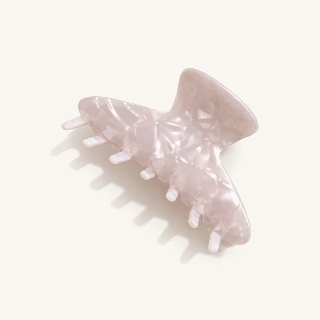 Pale lavender marbled acetate leaf-shaped claw clip from the Let's Fall HAIR CLIP collection.