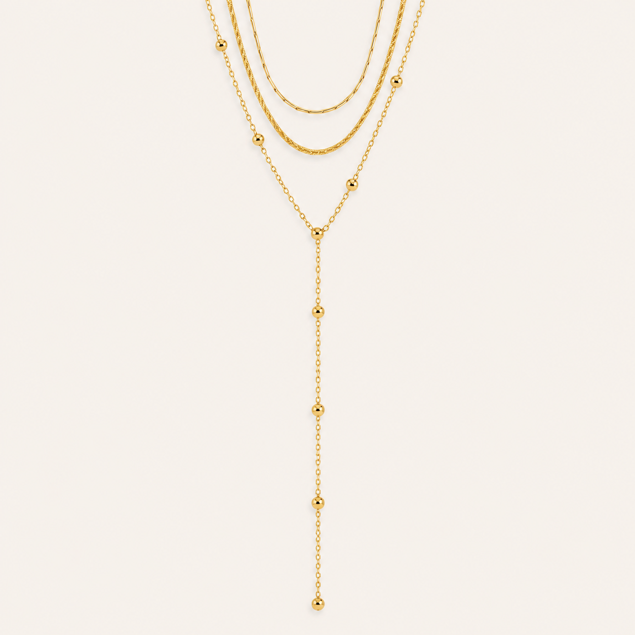 Azure Y Necklace – Gold Lariat Stainless Steel by Folie à Trois