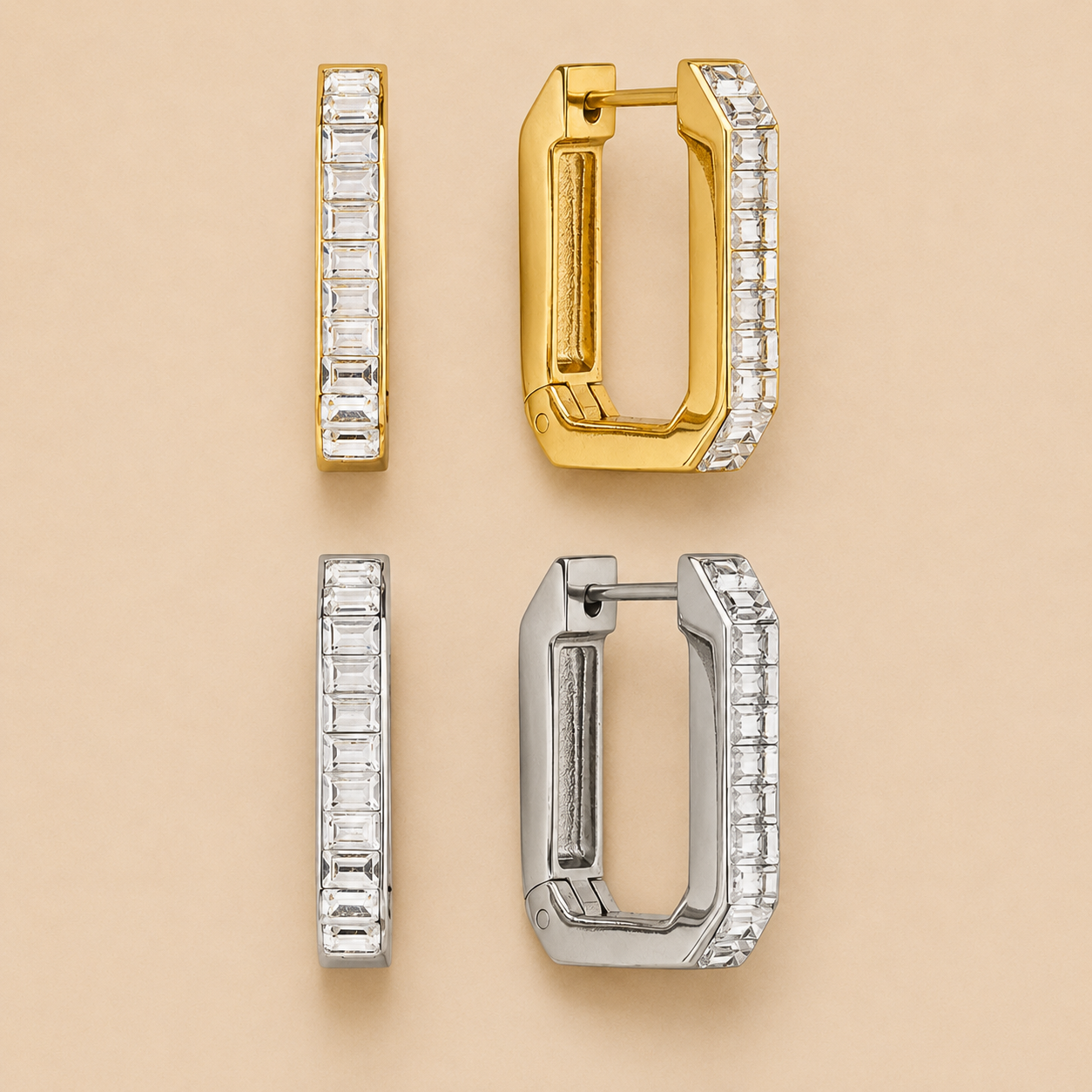Girasole Earrings Gold & Silver Hoops – Stainless Steel by Folie à Trois