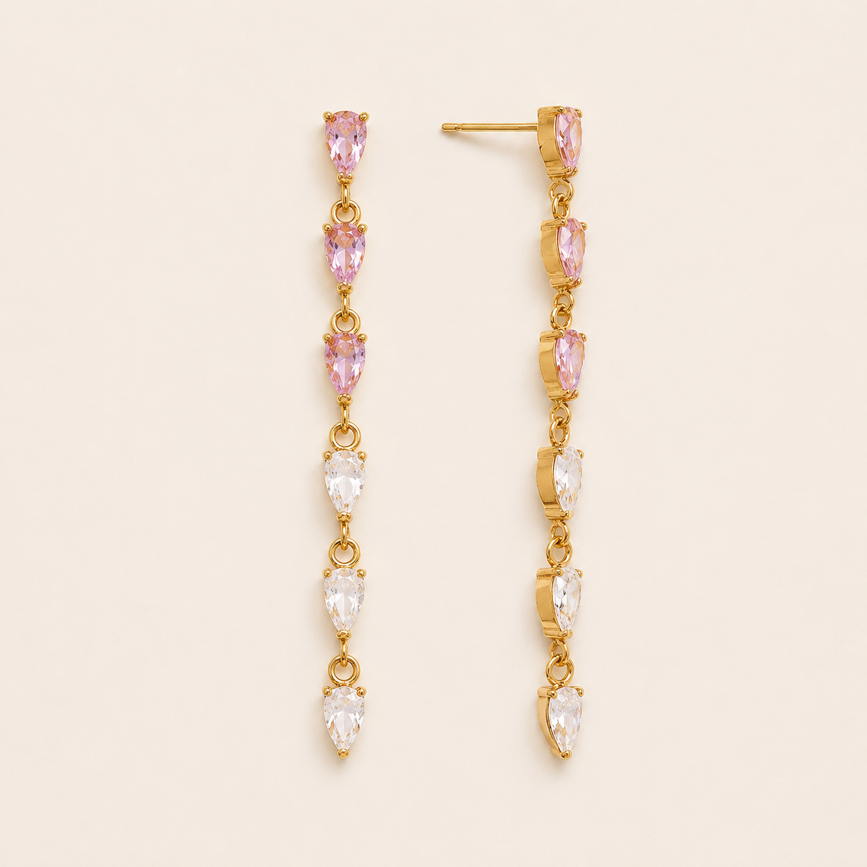 Mistral Gold & Pink Stud Earrings – Stainless Steel by Folie à Trois
