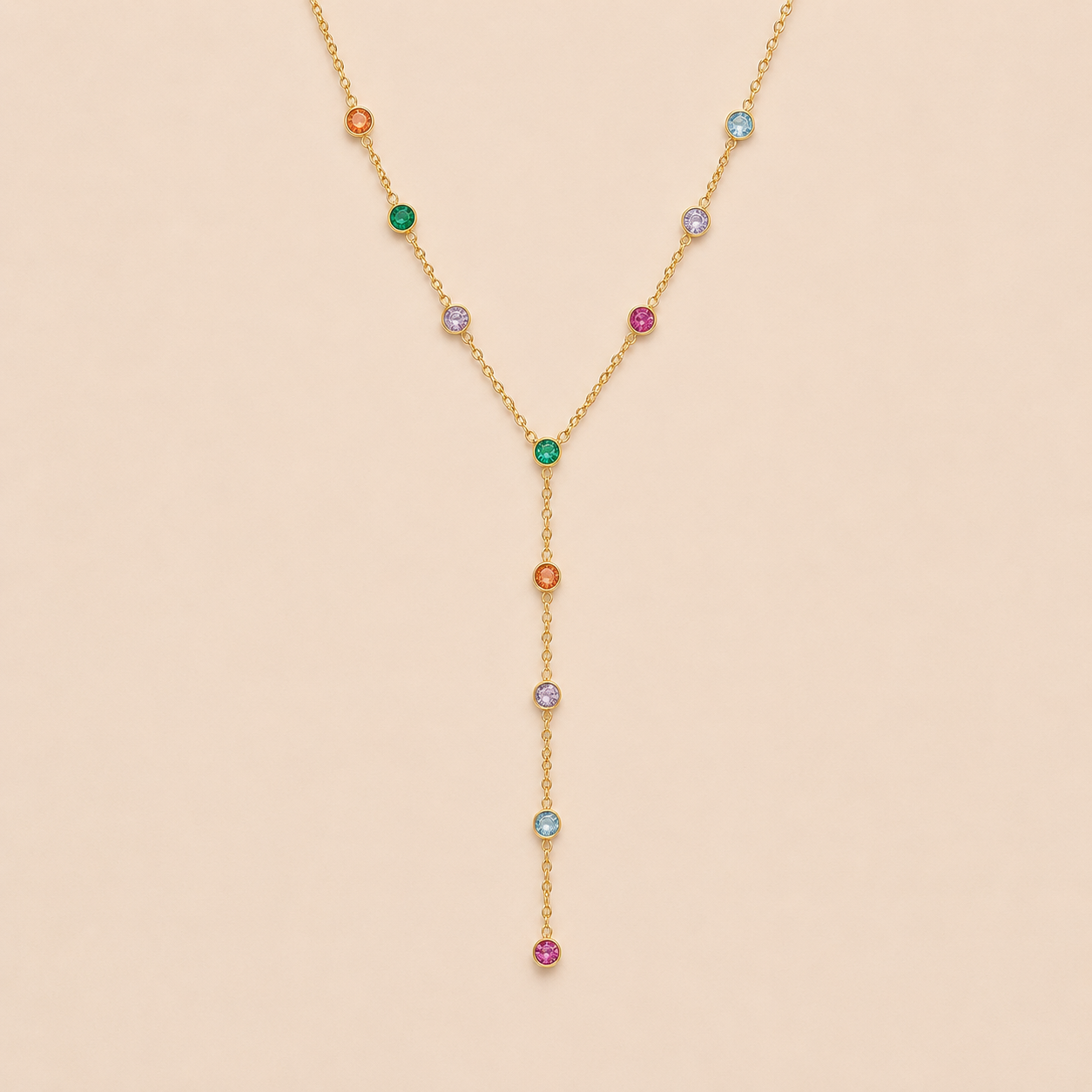Riva Y Necklace Gold Multi-Colour – Stainless Steel by Folie à Trois