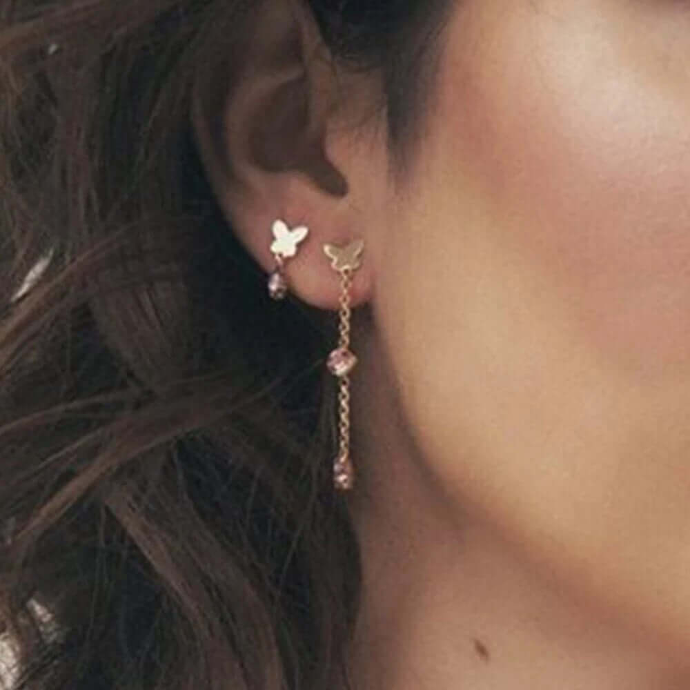 Butterfly Stone Long EARRINGS Folie à Trois